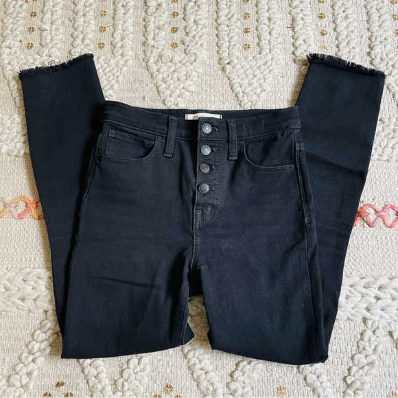 Madewell Black Ripped Knee 10" High Rise Jegging Jean - Picture 2 of 10